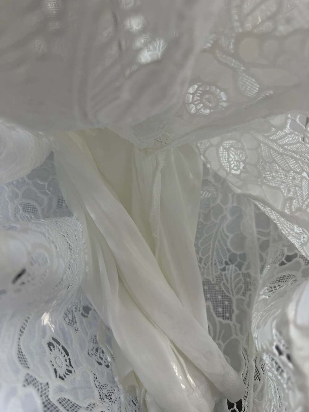 Fate White Floral Lace Puff 3/4 Sleeve Mini Dress NWT Size Small - Picture 7 of 10